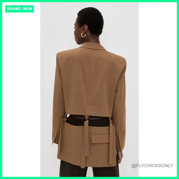 Cutout Blazer with Tie Closures, Mid-Weight Non-Stretch Suiting - Picture 3 of 6